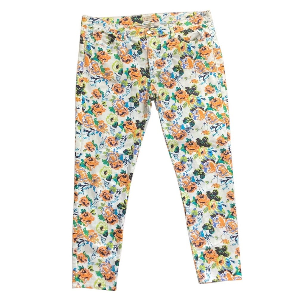 Cremieux Floral Jeans Women’s 12 Orange Yellow Green